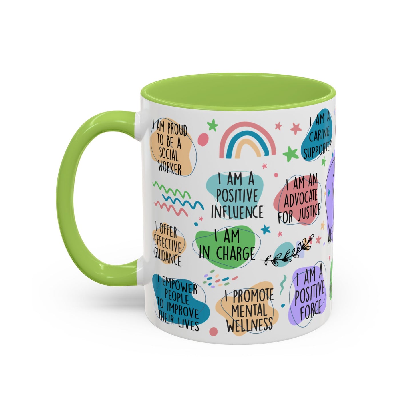 Social Worker Daily Affirmations Accent Coffee Mug — Inspirational -15oz