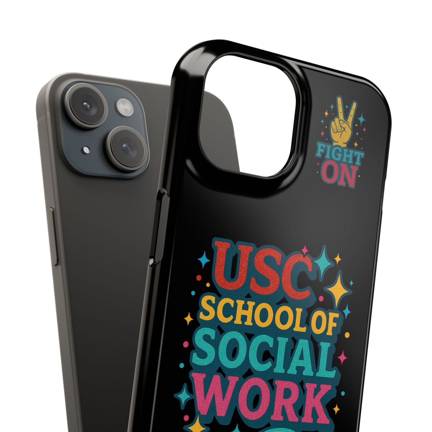 USC Trojans Slim I-Phone Case - School of Social Work - Glitter Style (Black)