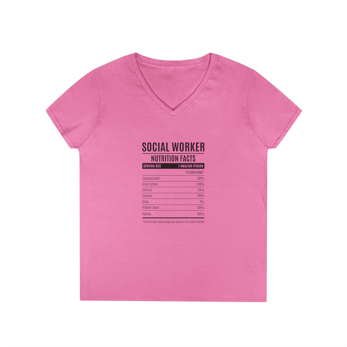 Social Worker Nutrition Facts V-Neck Tee