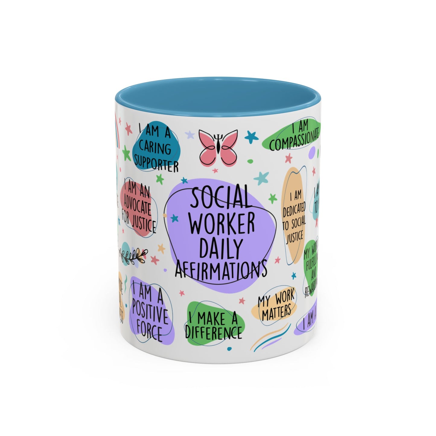 Social Worker Daily Affirmations Accent Coffee Mug — Inspirational -15oz