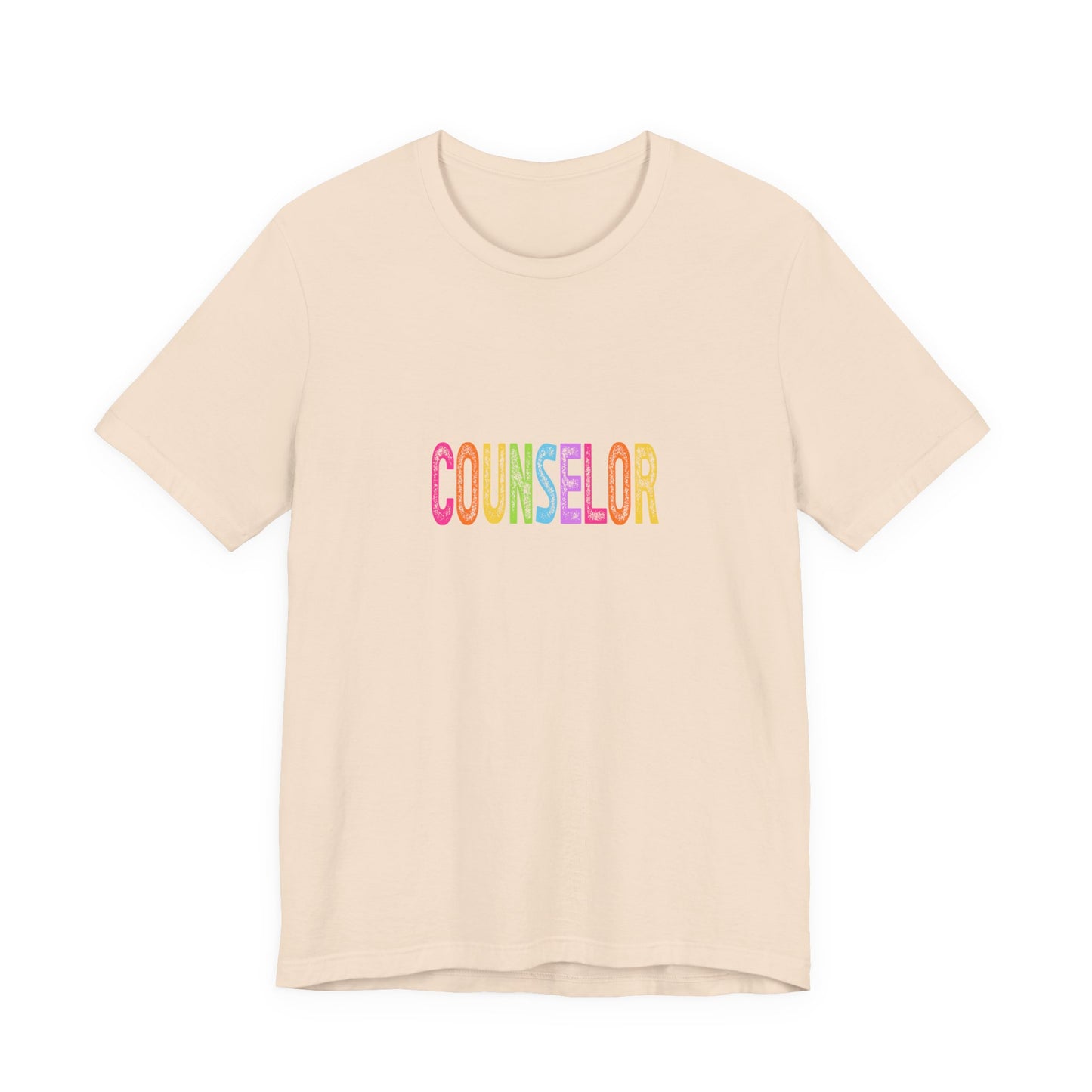(Unisex) Counselor Rainbow Tee — Pastel 'COUNSELOR' Short Sleeve Shirt