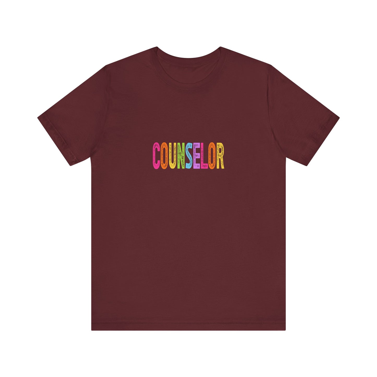 (Unisex) Counselor Rainbow Tee — Pastel 'COUNSELOR' Short Sleeve Shirt