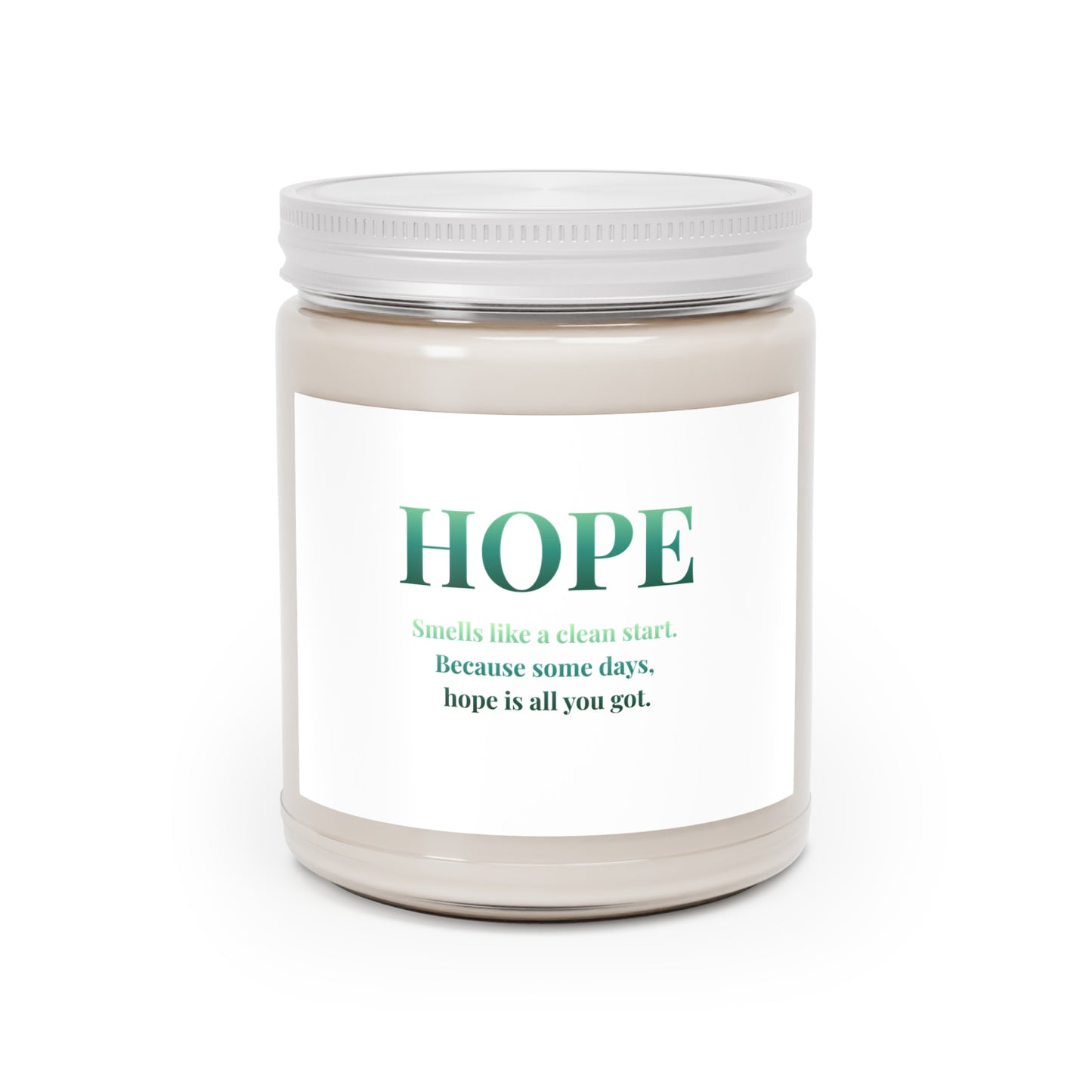 Hope Scented Soy Candle — 9oz White-Lid Jar ("Hope" Inspirational Label)