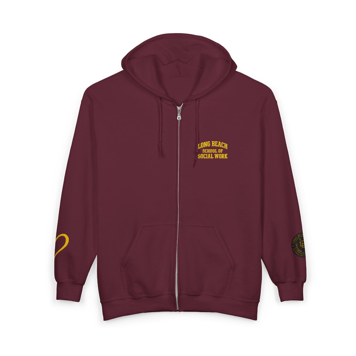 Cal State Long Beach- School of Social Work -Unisex Heavy Blend™ Full Zip Hooded Sweatshirt - Ultimate Comfort for Fans