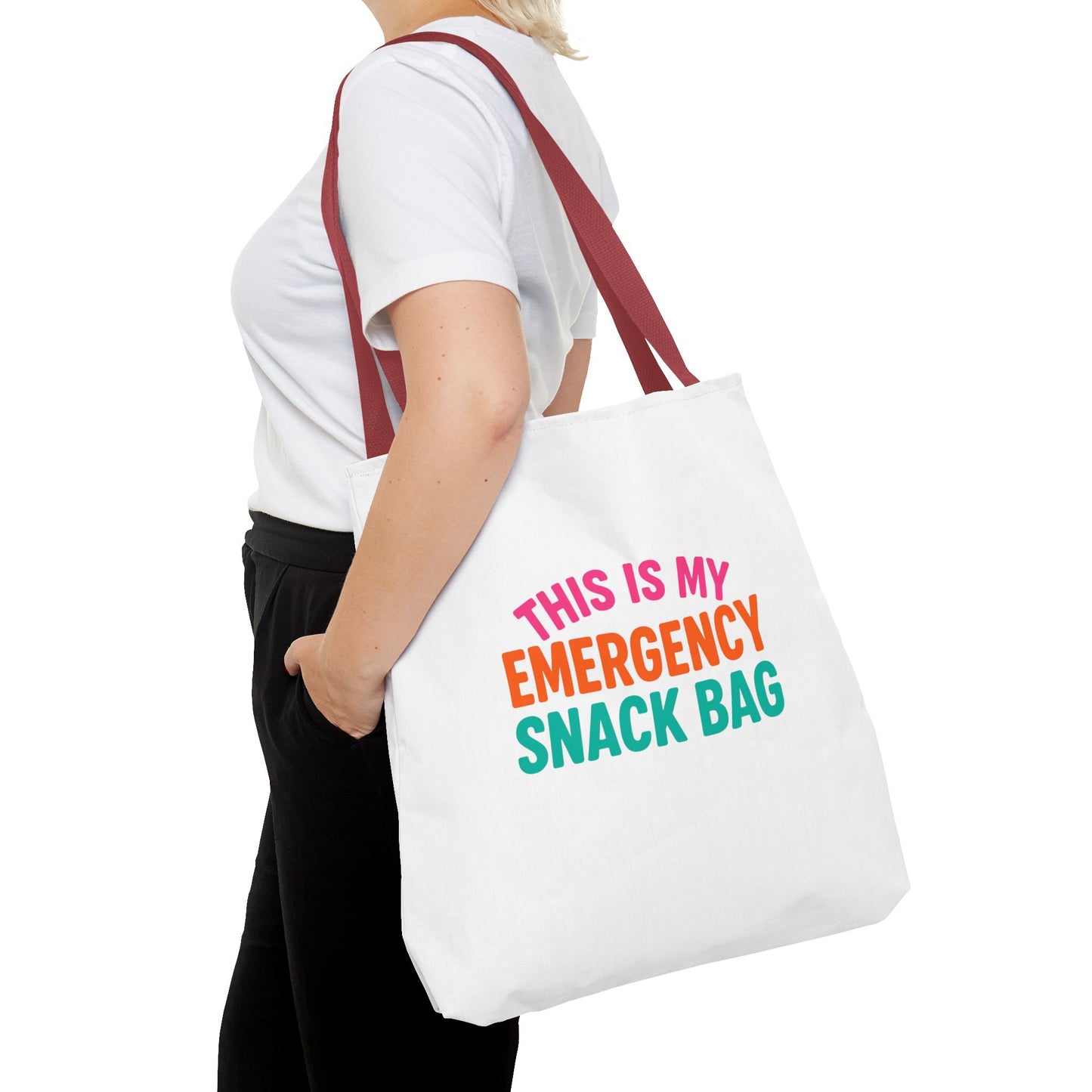 Snack Emergency Tote Bag — "This Is My Emergency Snack Bag" Cute Grocery/Everyday Carry (Social Work/Mental Health)