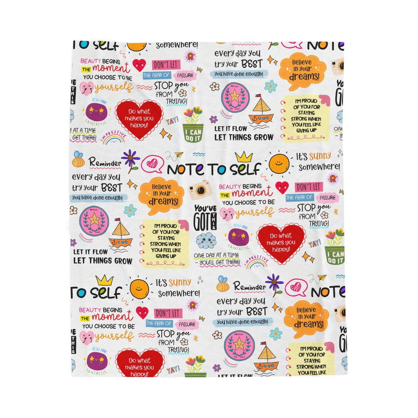 Motivational Quote Plush Blanket – “Note to Self” Cozy Velveteen Throw - Social Work