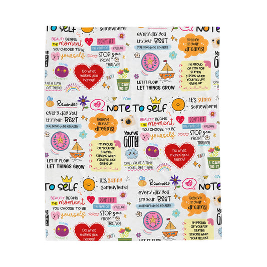 Motivational Quote Plush Blanket – “Note to Self” Cozy Velveteen Throw - Social Work