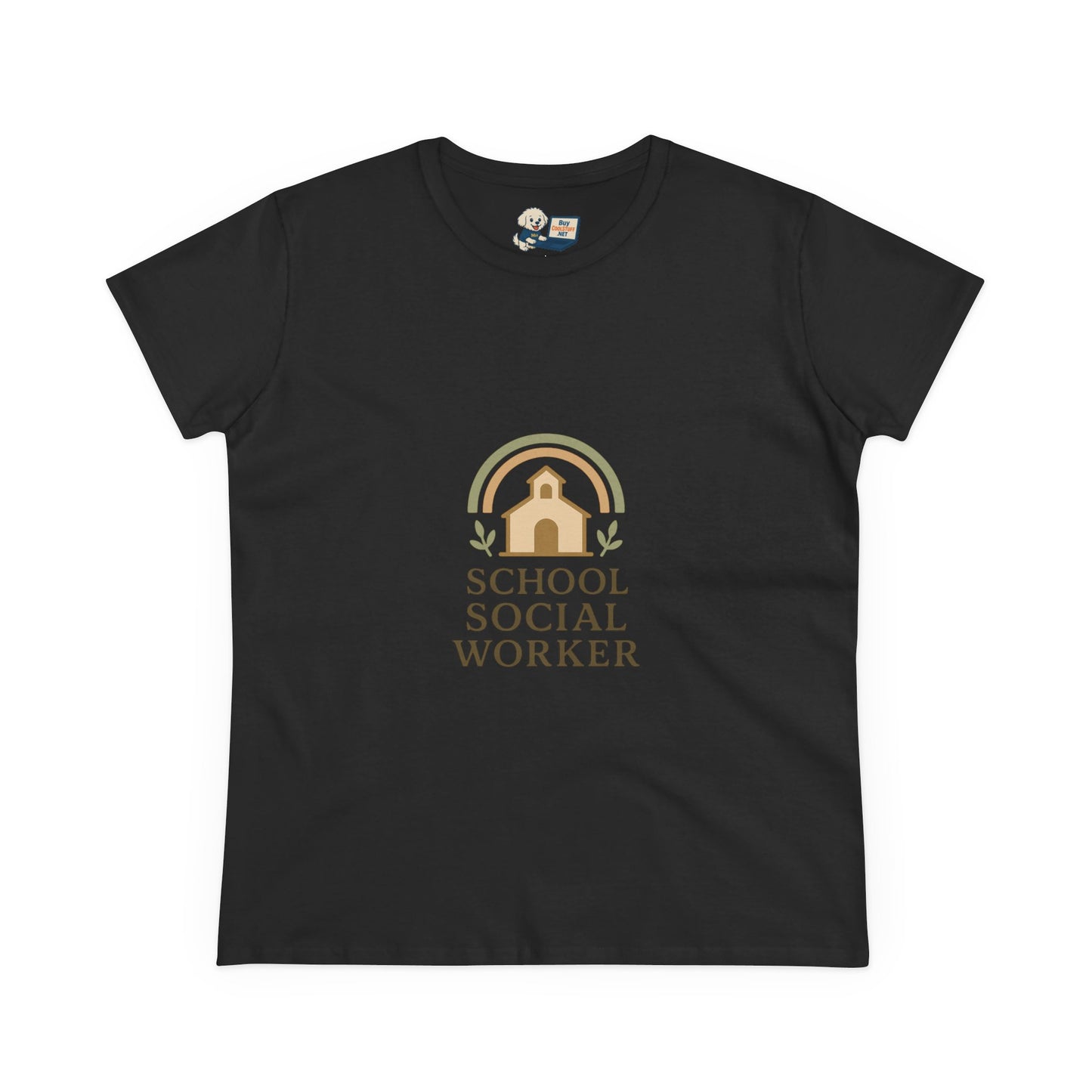 School Social Worker with Earth Tone Logo -Women's Midweight Cotton T-Shirt