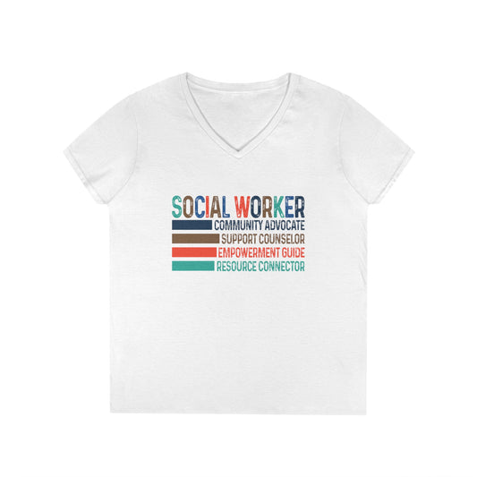 Social Worker V-Neck Tee — Retro & Fun Graphic Shirt
