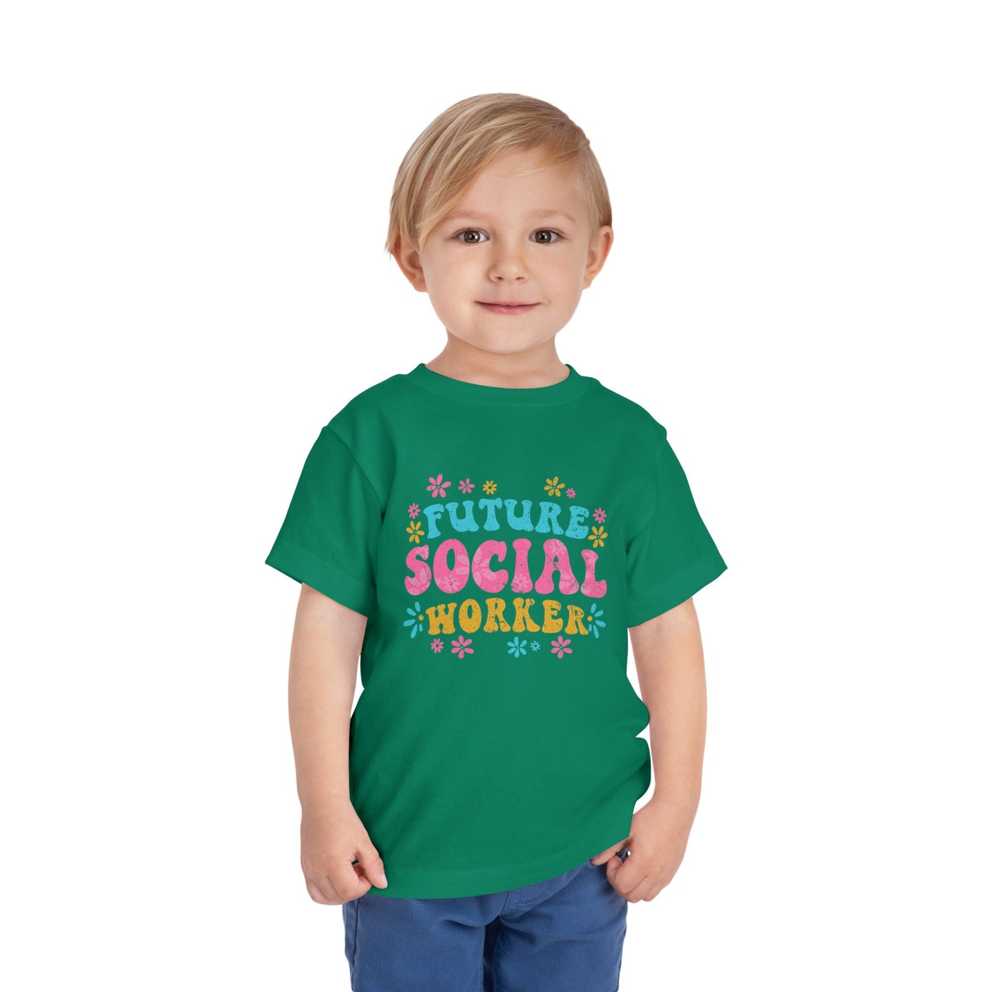 Toddler Tee - "Future Social Worker" Colorful Floral Graphic
