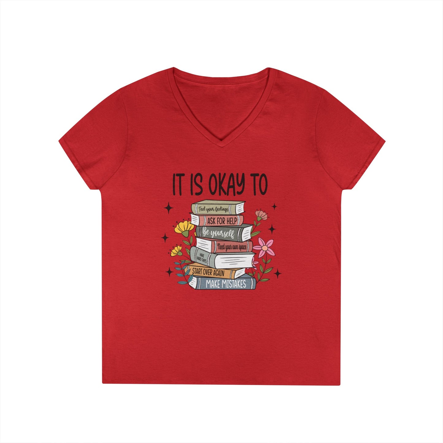 Ladies' V-Neck T-Shirt - "It's OK" - School Social Worker