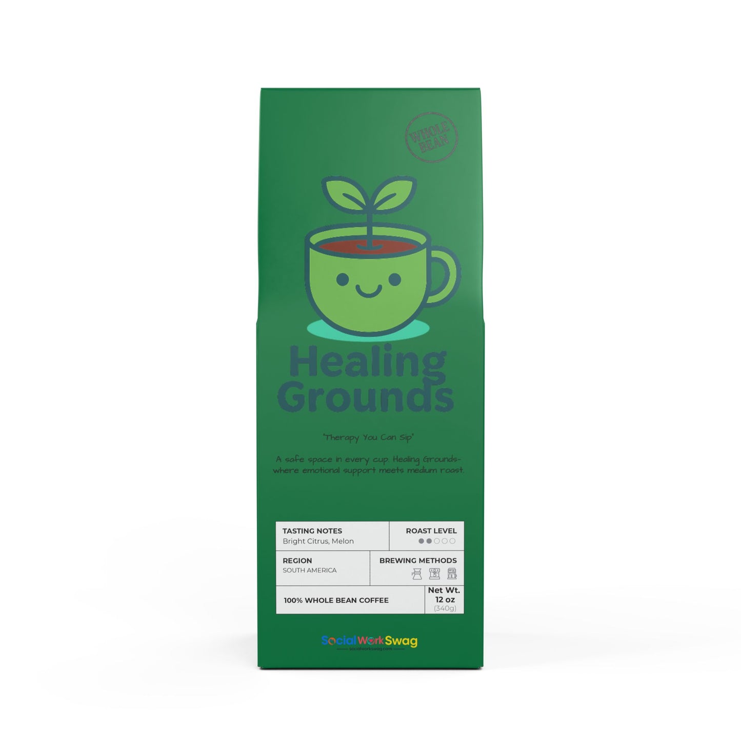 "Healing Grounds" (Whole Bean) Colombia Single Origin Coffee Beans (Light-Medium Roast)
