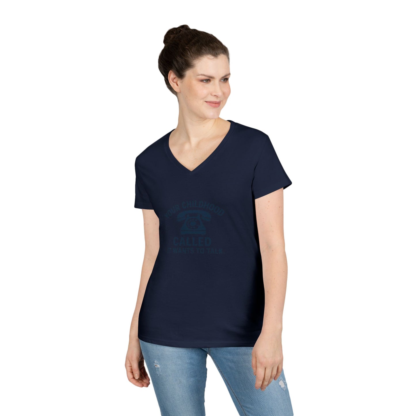 Women's V-Neck T-Shirt — "Your Childhood Called, It Wants to Talk" (Social Work/Mental Health)