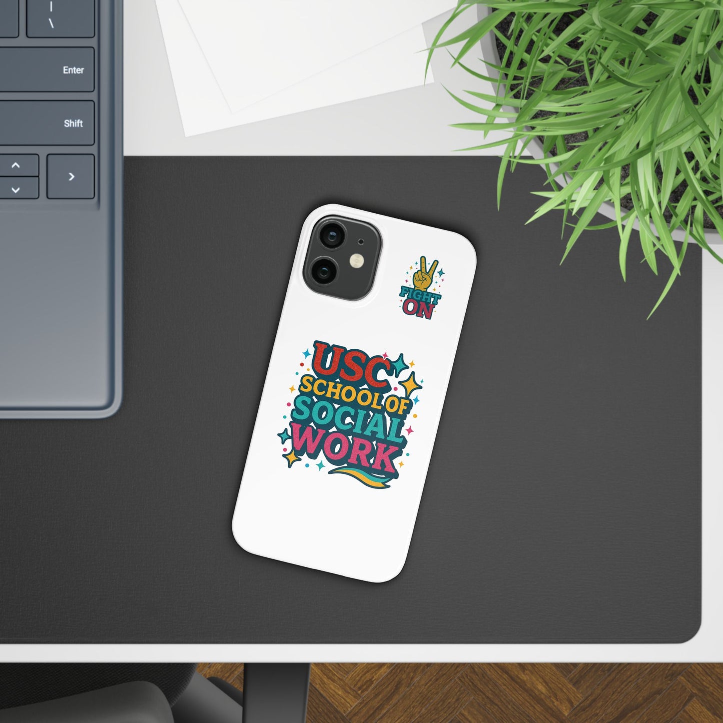 USC Trojans Slim I-Phone Case - School of Social Work - Glitter Style