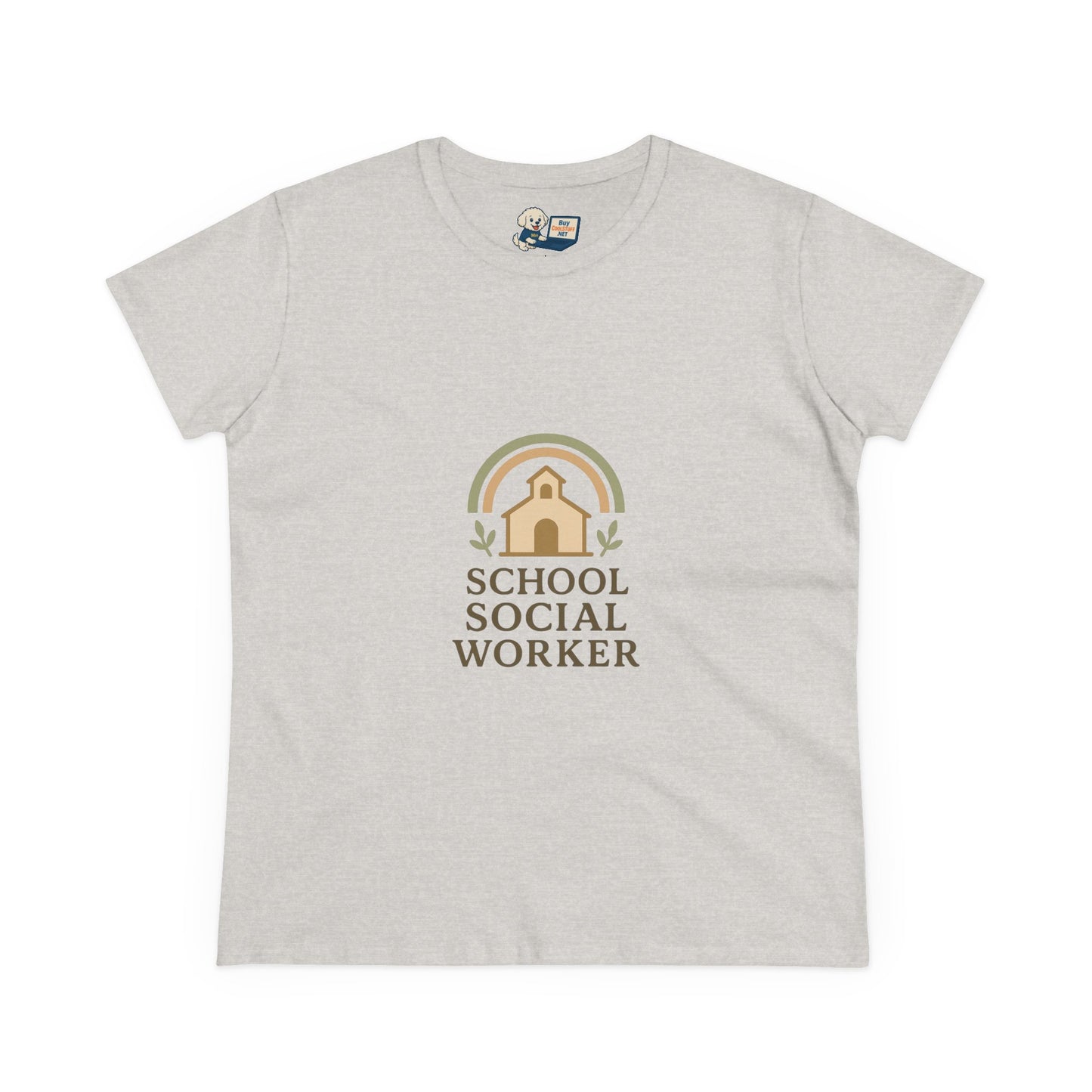 School Social Worker with Earth Tone Logo -Women's Midweight Cotton T-Shirt