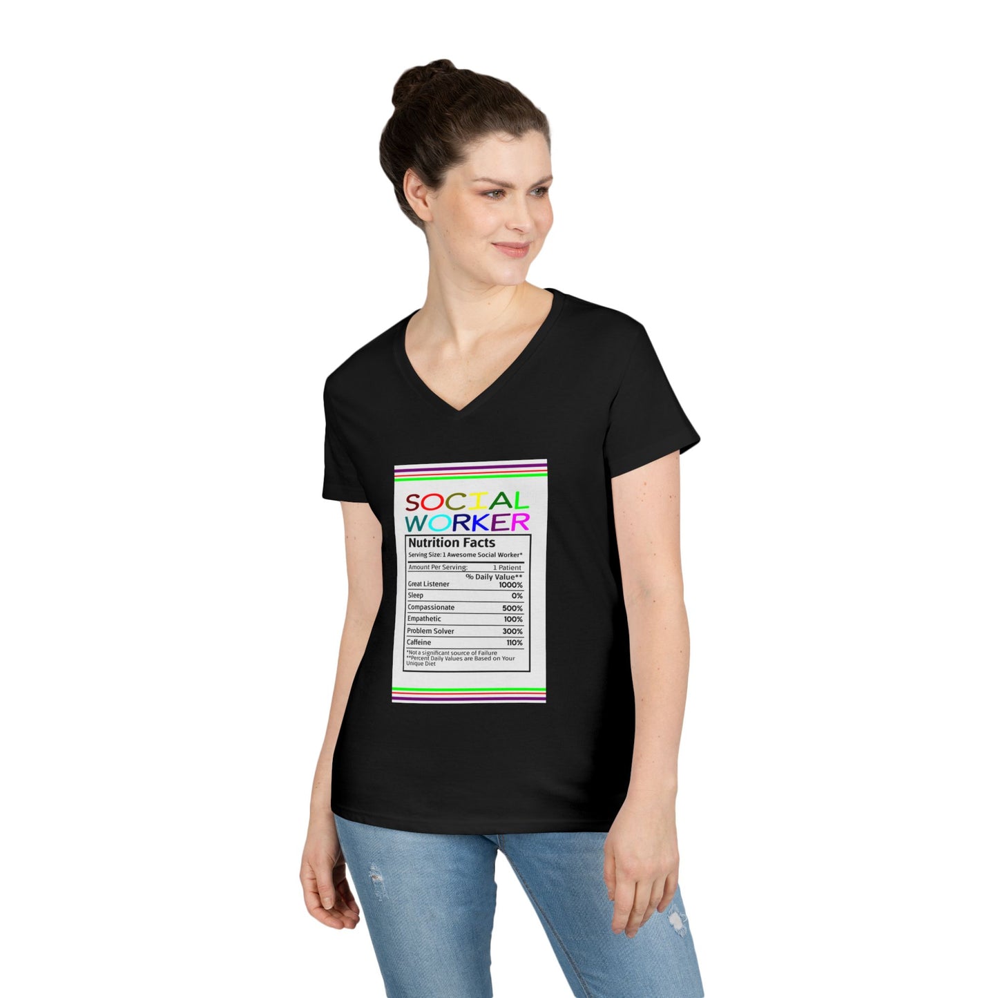 Social Worker Nutrition Facts V-Neck Tee — Women's Social Worker Gift