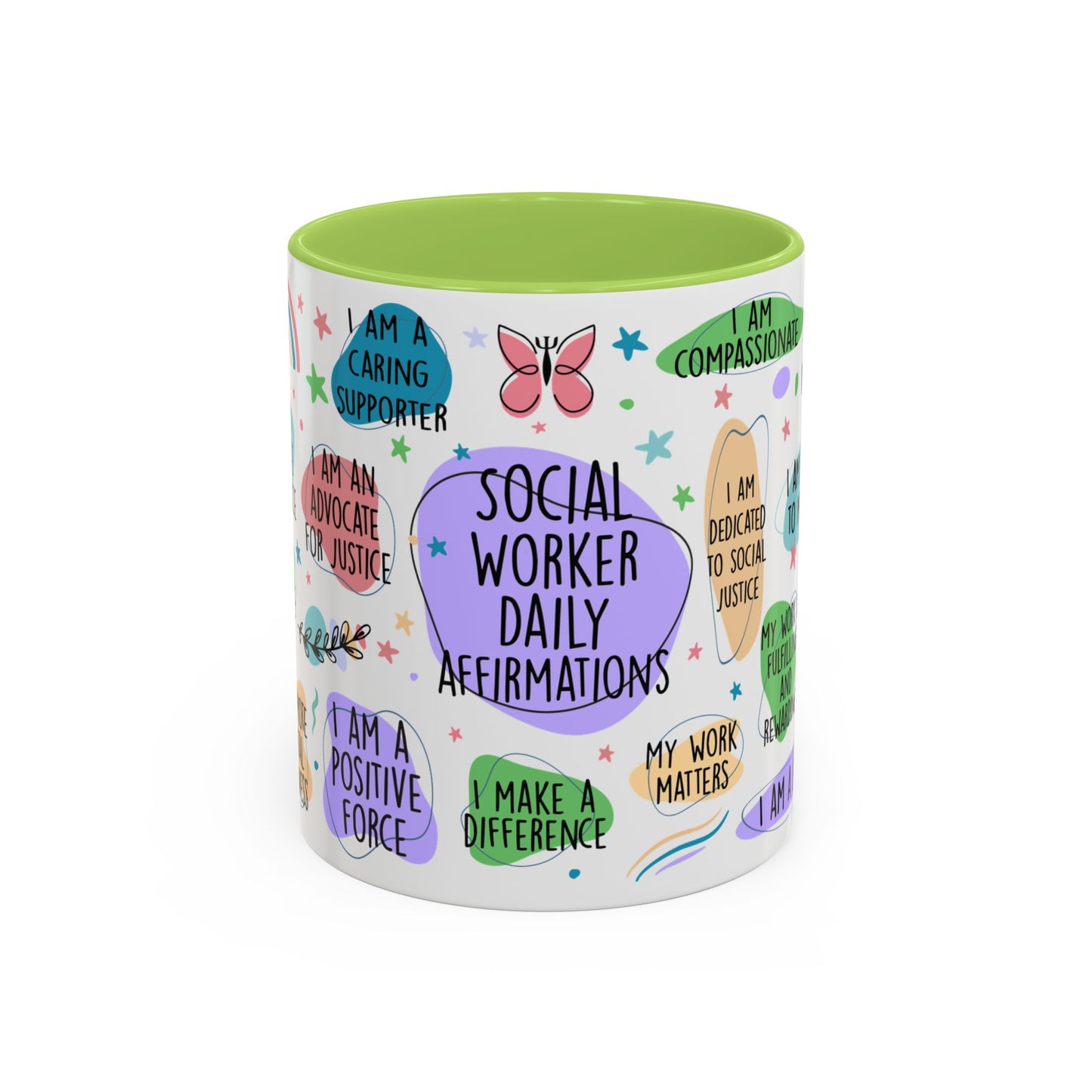 Social Worker Daily Affirmations Accent Coffee Mug — Inspirational -15oz