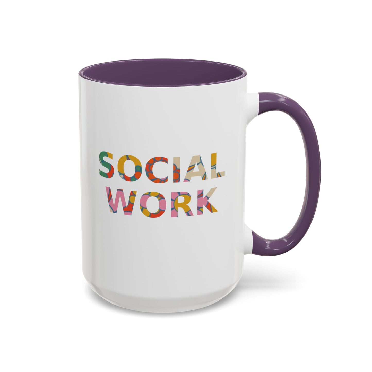 Social Work "Flower Letters" -Accent Mug - 15oz
