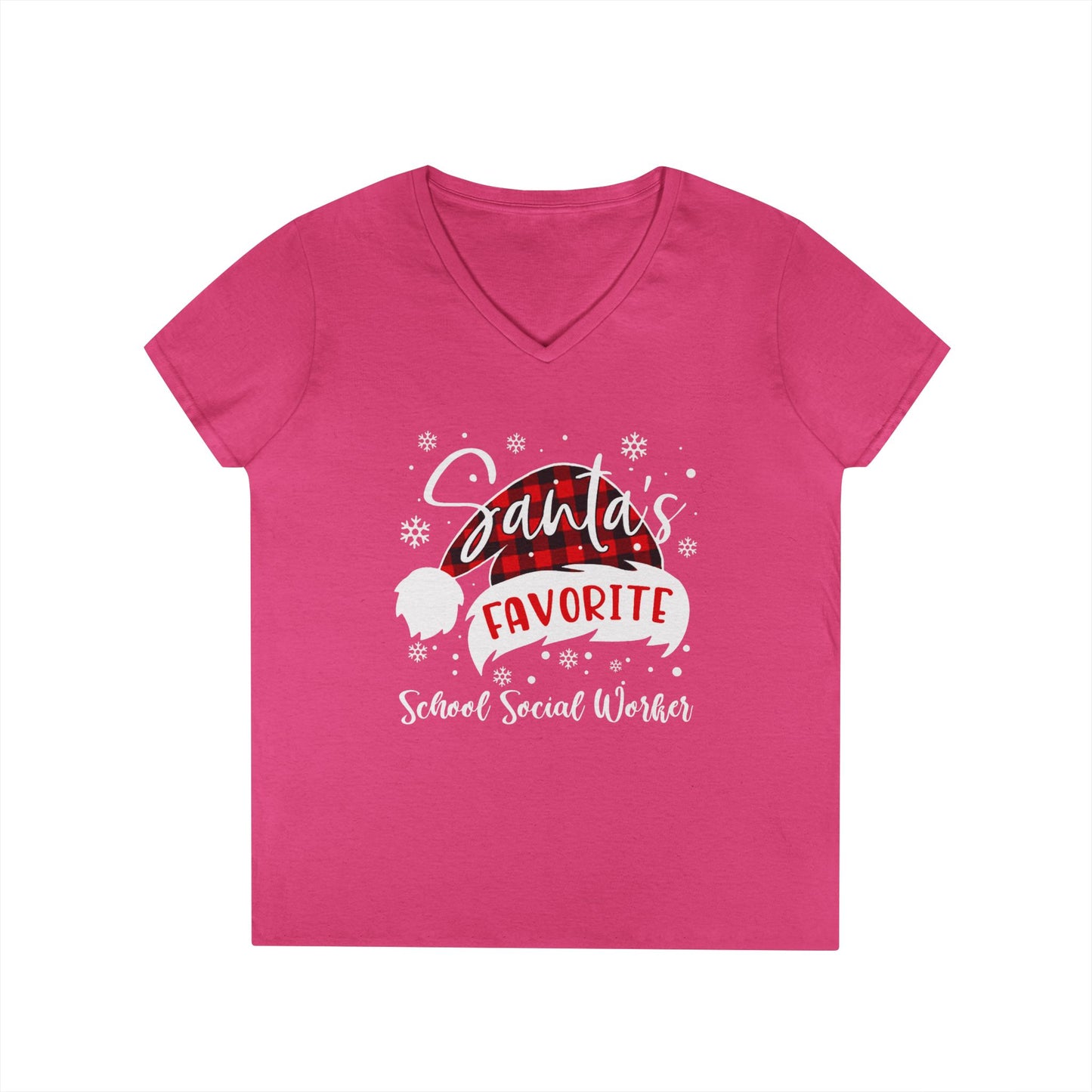 Santa's Favorite School Social Worker V-Neck Tee - Holiday Edition