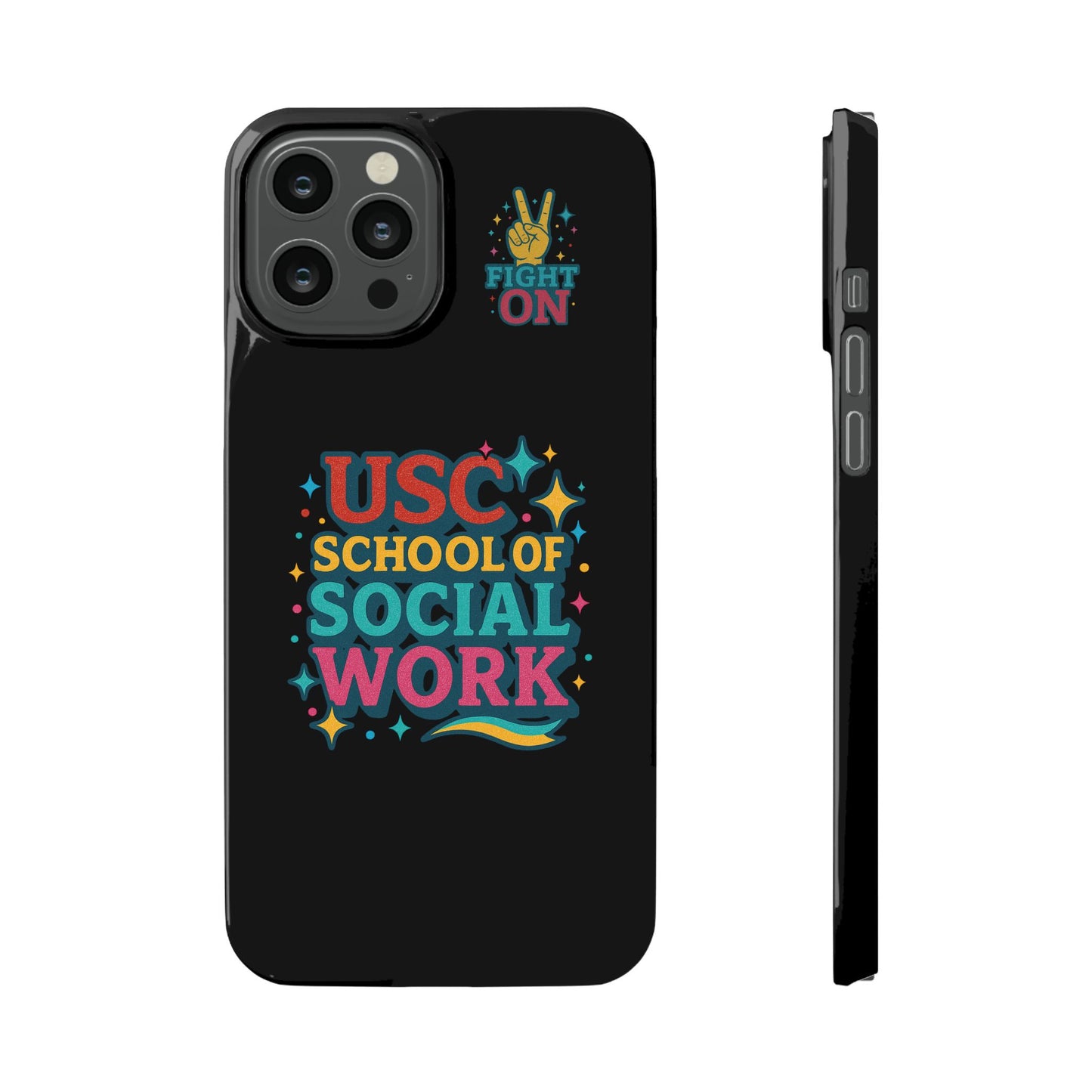 USC Trojans Slim I-Phone Case - School of Social Work - Glitter Style (Black)