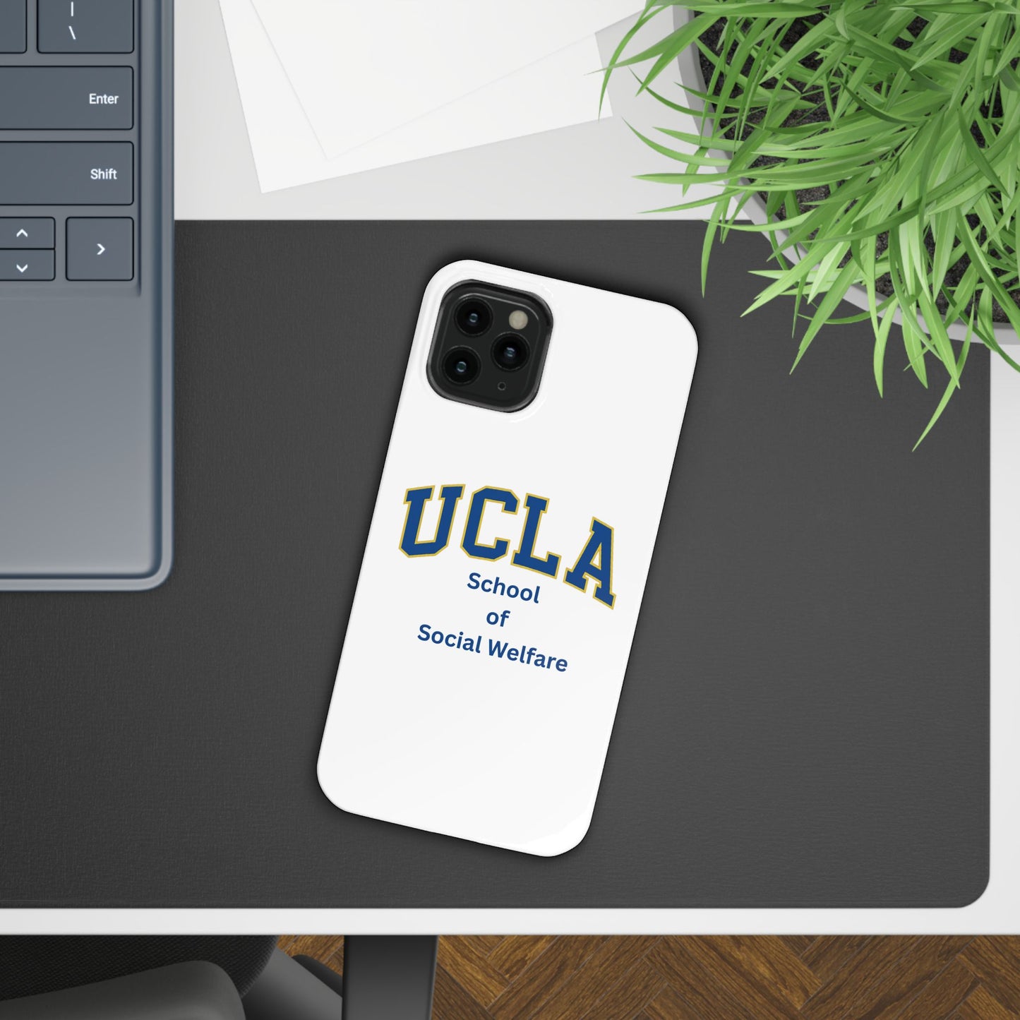 UCLA Slim I-Phone Case - School of Social Welfare-Text Logo (White)