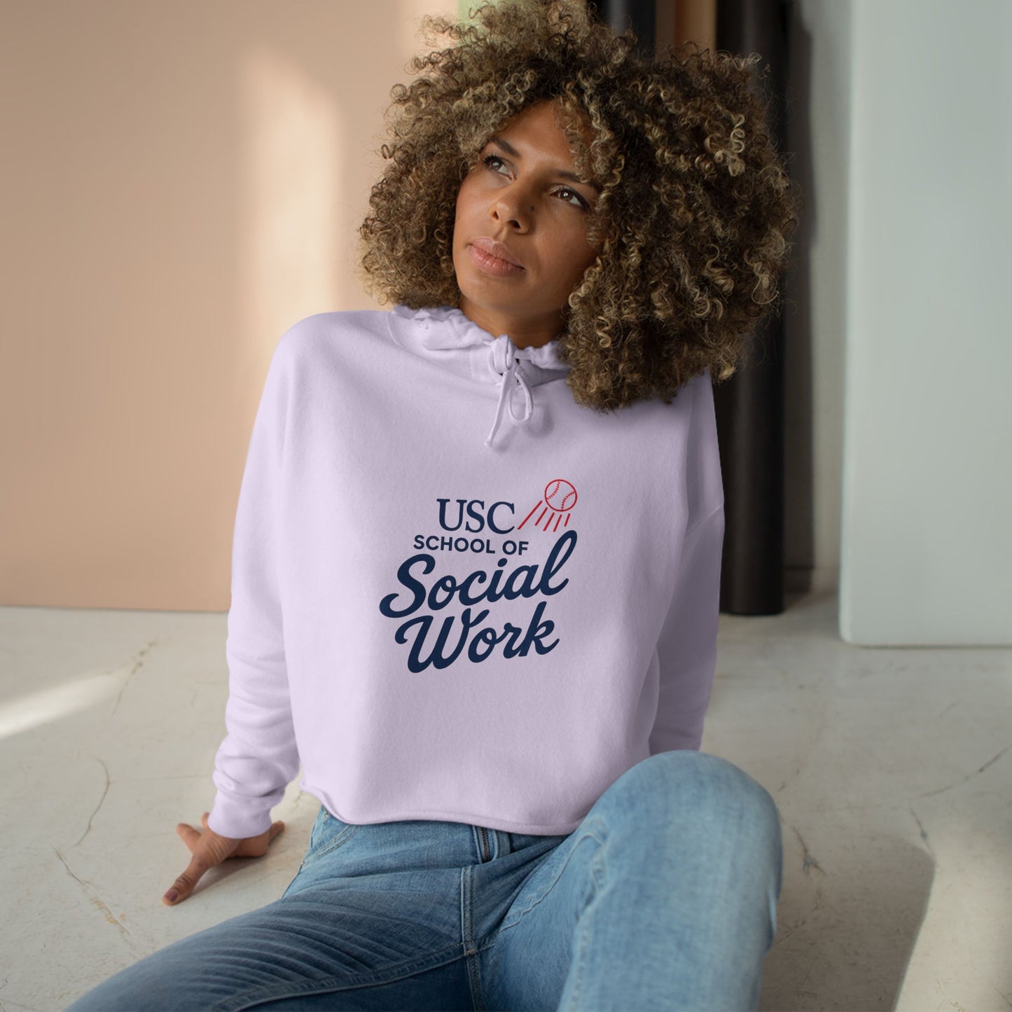 USC Social Work & Dodgers Crop Hoodie - Cheerful College Style