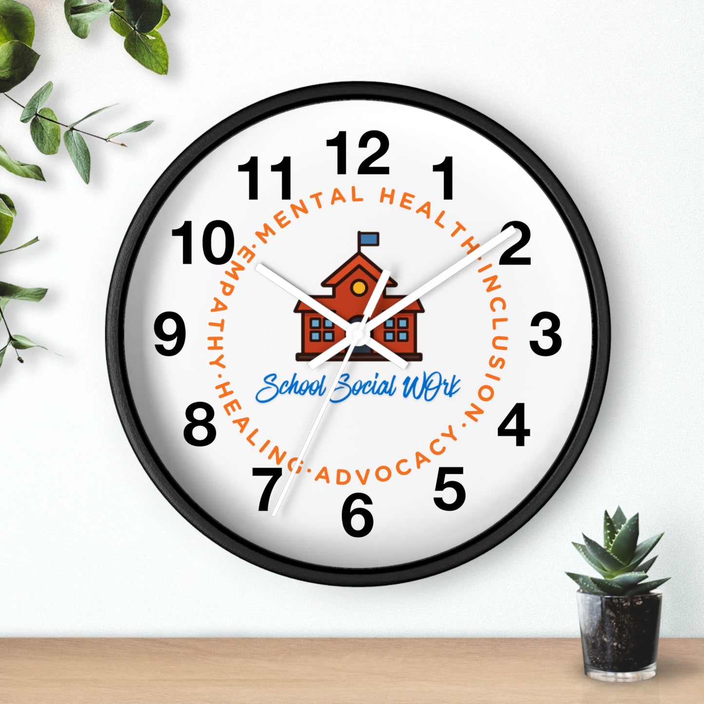 School Social Work Wall Clock - Advocate for Mental Health & Inclusion (WITH NUMBERS)