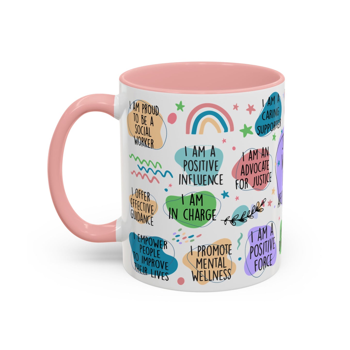 Social Worker Daily Affirmations Accent Coffee Mug — Inspirational -15oz