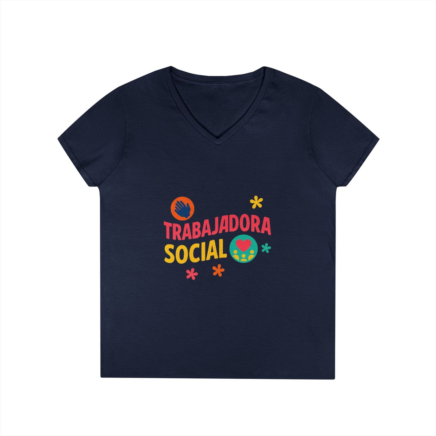 Trabajadora Social V-Neck Tee — Spanish Social Worker T-Shirt, Colorful Empowerment Gift