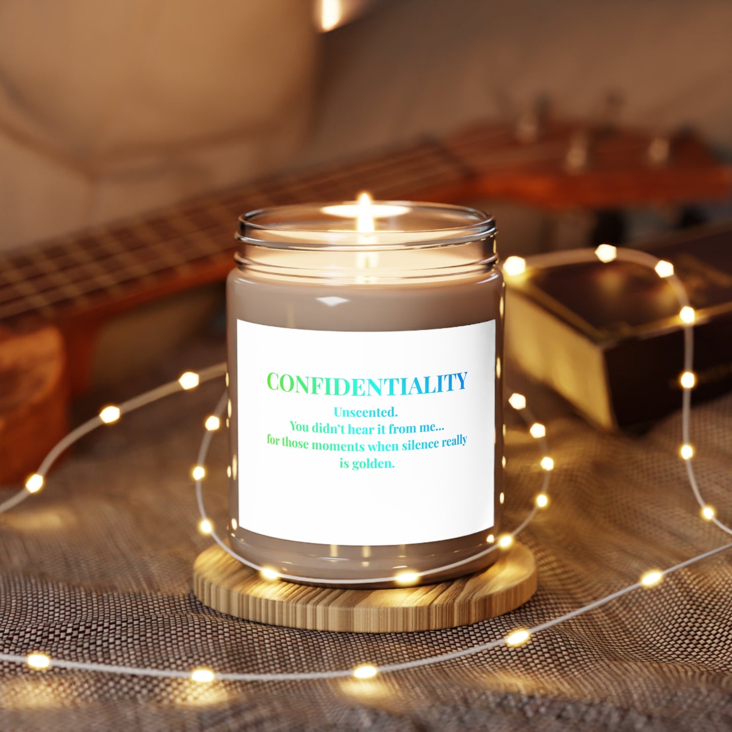 Confidentiality 9oz Unscented Soy Candle — White Lid Jar