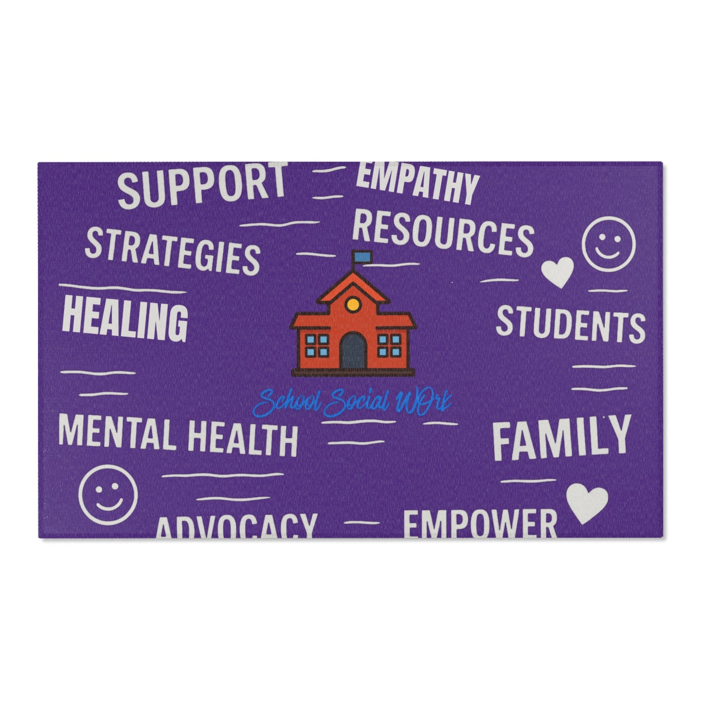 School Social Work Inspirational Area Rug - Purple With Logo