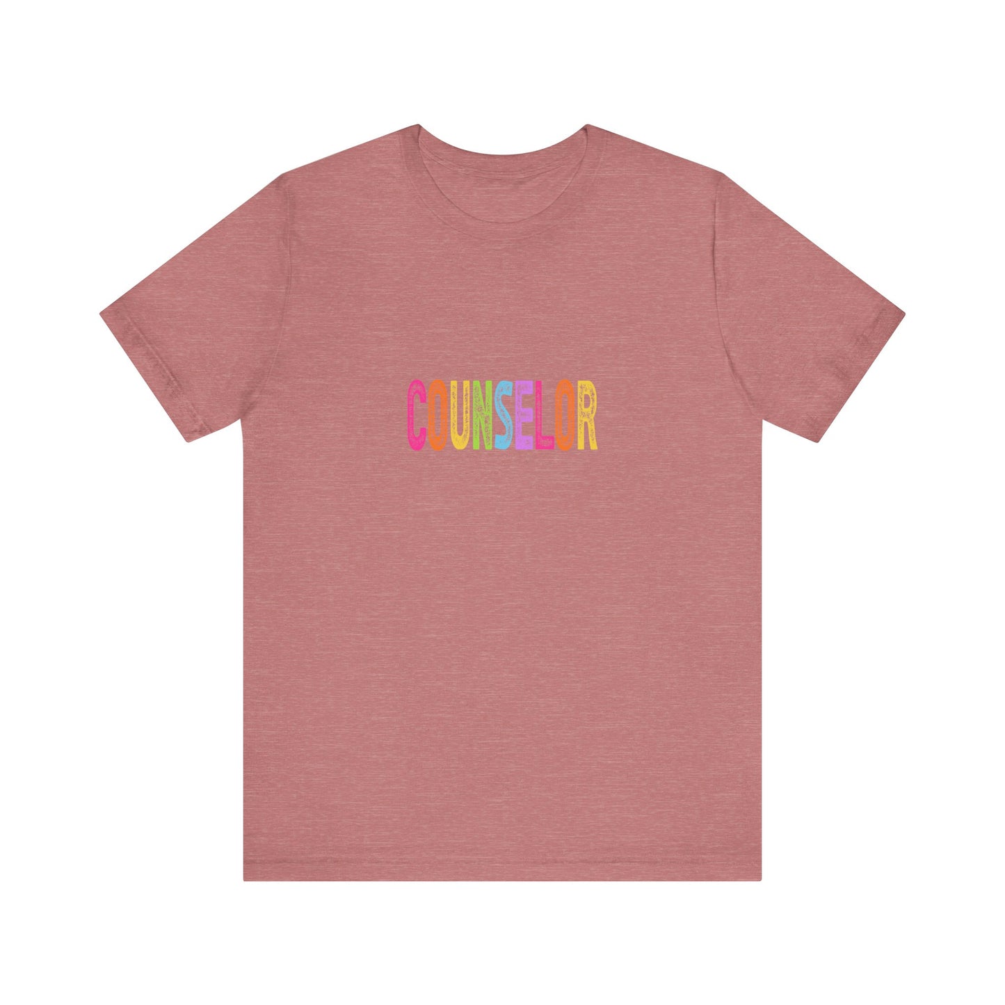 (Unisex) Counselor Rainbow Tee — Pastel 'COUNSELOR' Short Sleeve Shirt