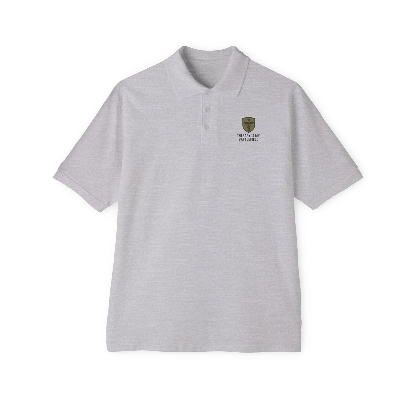 Military Social Work "Therapy is My Battlefield" -Classic Men's Piqué Polo with Emblem