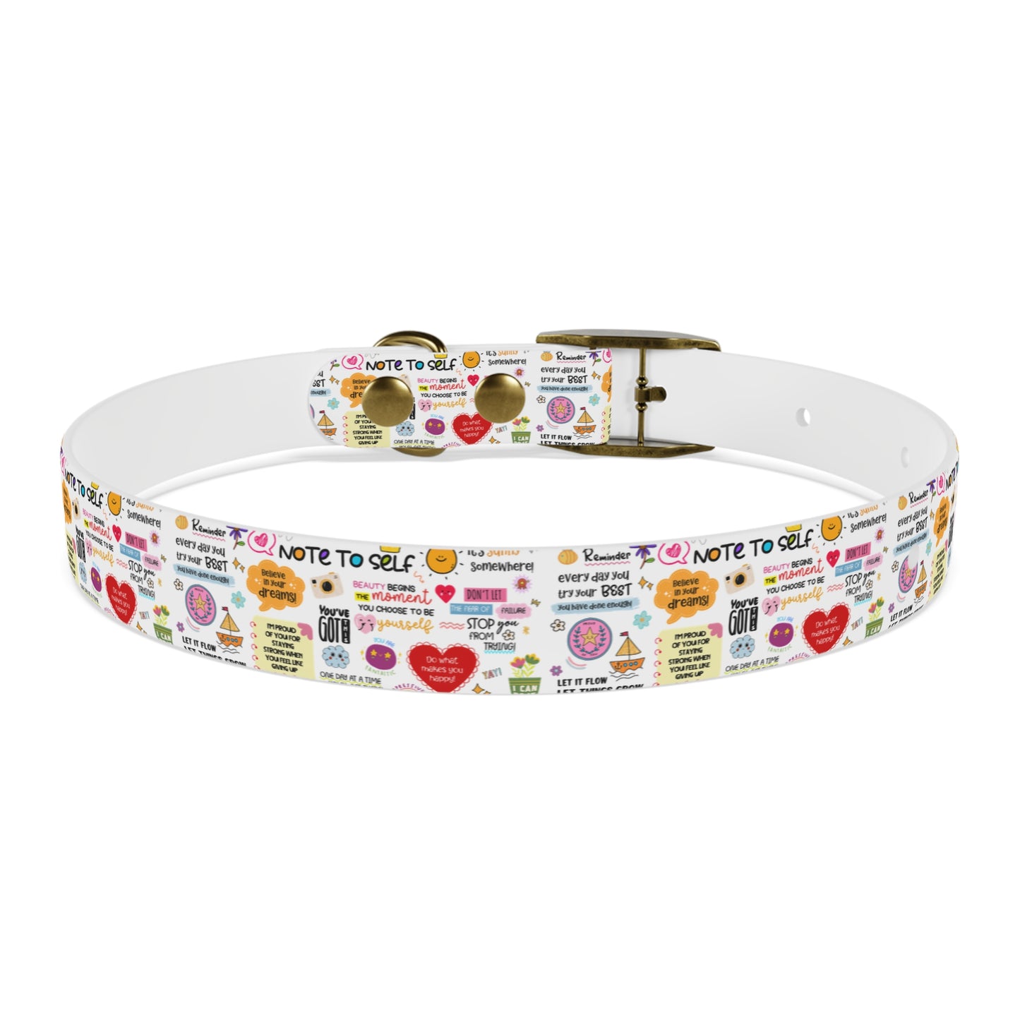 Dog Collar — Whimsical 'Note to Self' Positive Words Quote Pattern Pet Collar