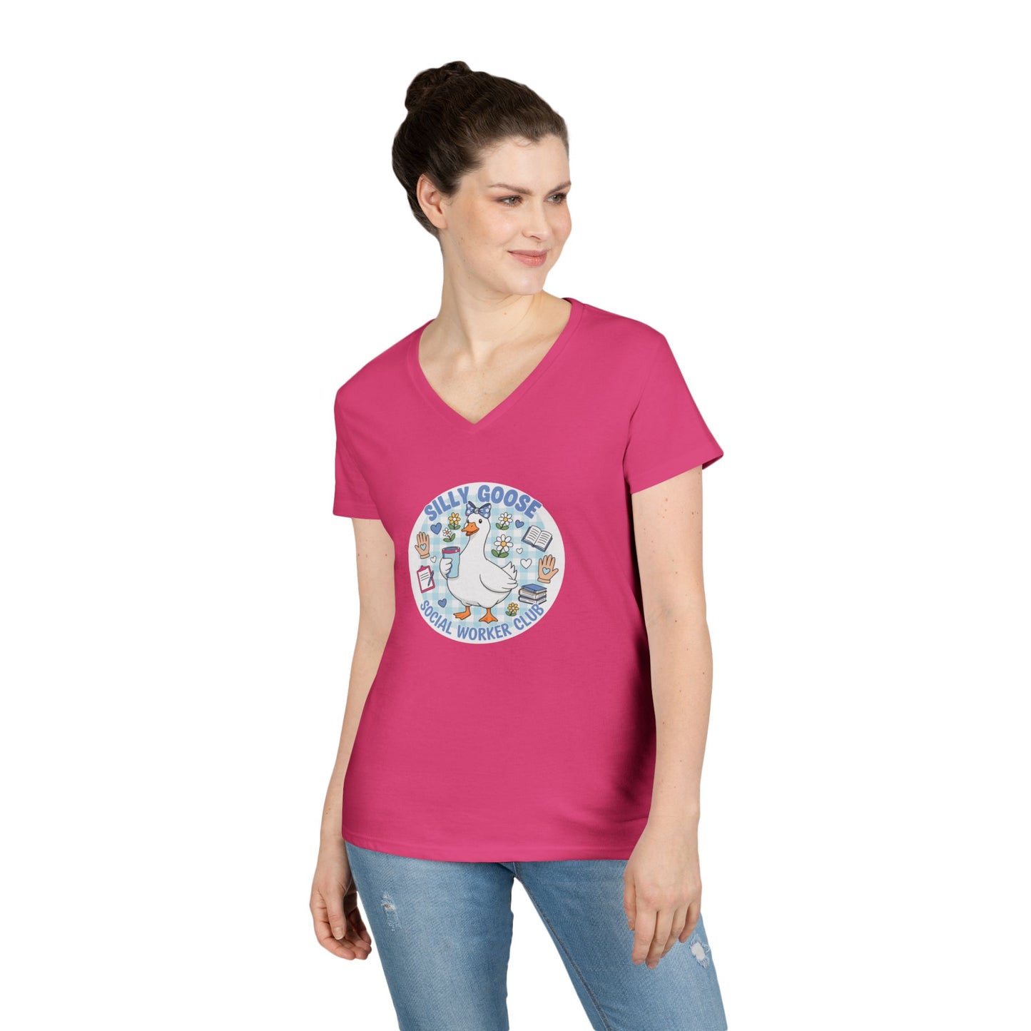 Silly Goose Social Worker Crew Ladies' V-Neck T-Shirt