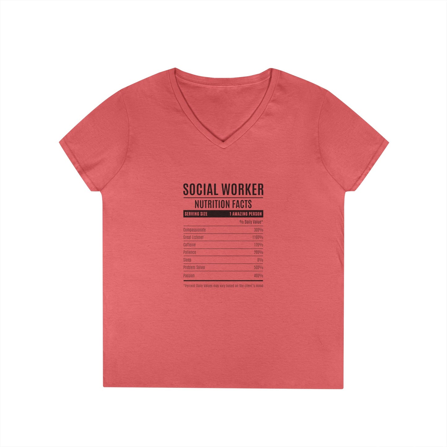 Social Worker Nutrition Facts V-Neck Tee
