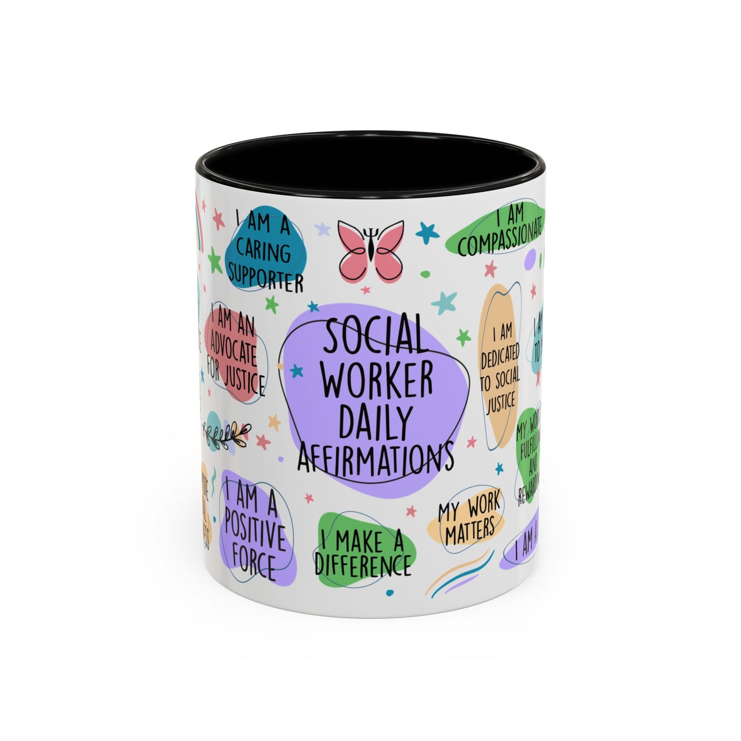 Social Worker Daily Affirmations Accent Coffee Mug — Inspirational -15oz