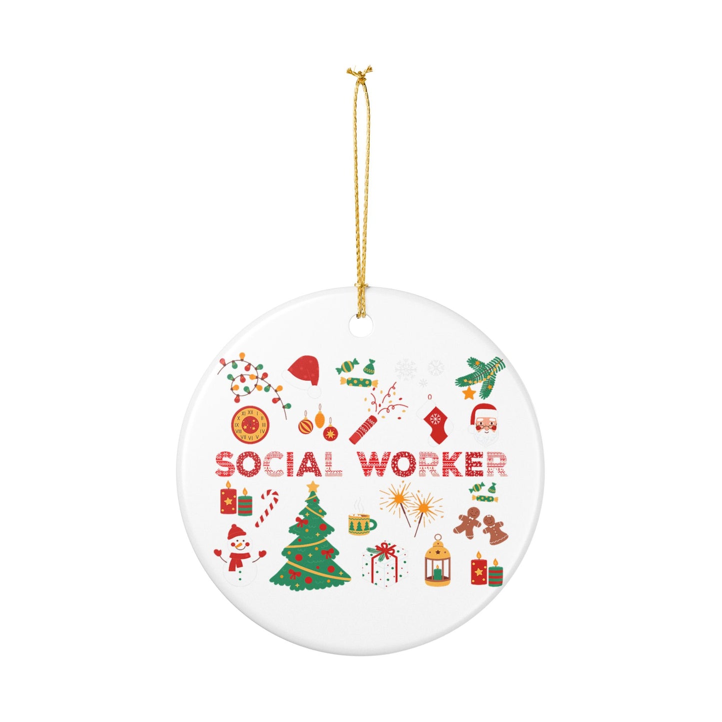 Social Worker Christmas Ceramic Ornament – Festive Holiday Tree & Icons