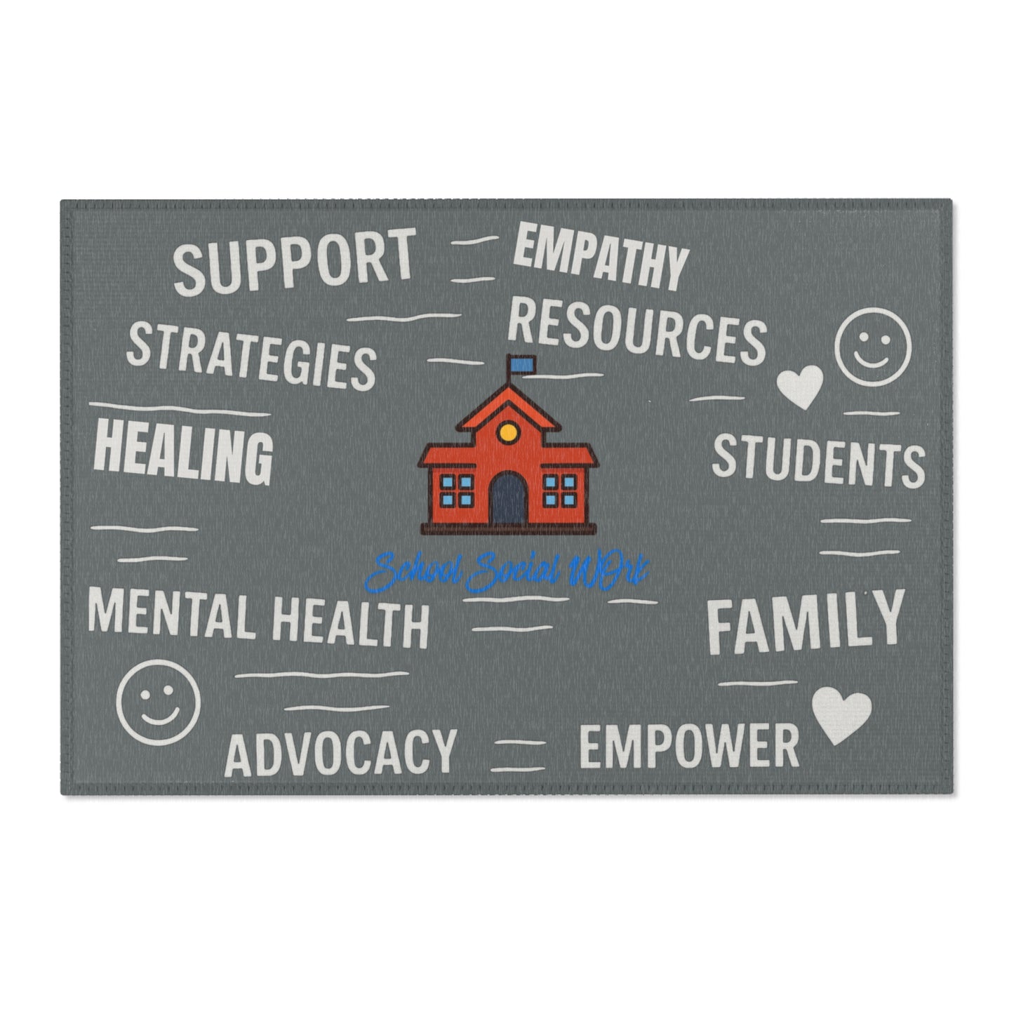 School Social Work Inspirational Area Rug - Charcoal With Logo