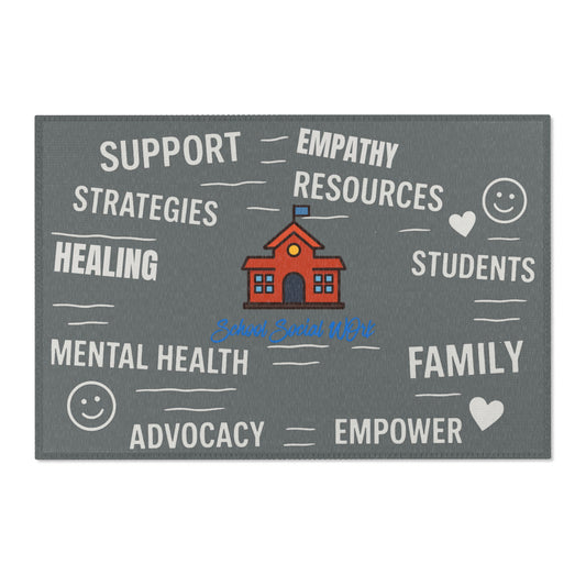 School Social Work Inspirational Area Rug - Charcoal With Logo