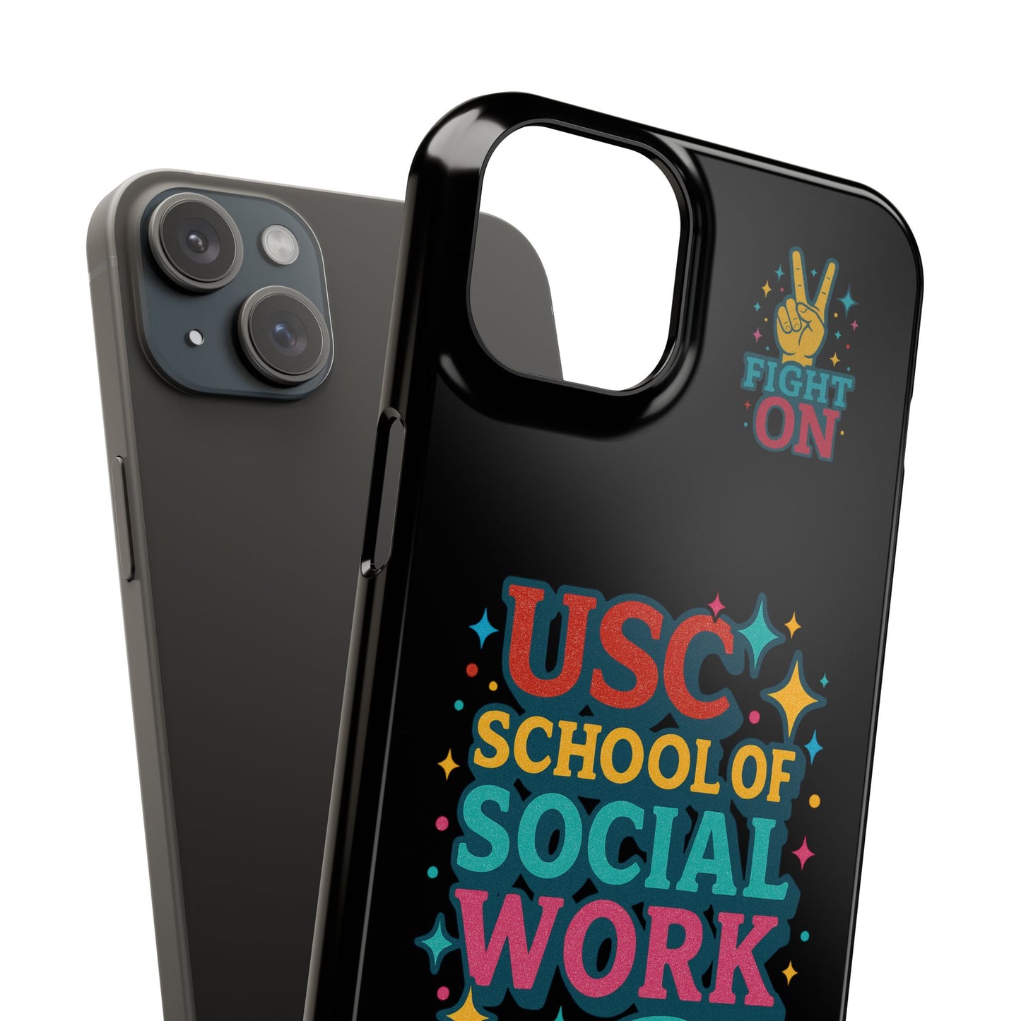 USC Trojans Slim I-Phone Case - School of Social Work - Glitter Style (Black)