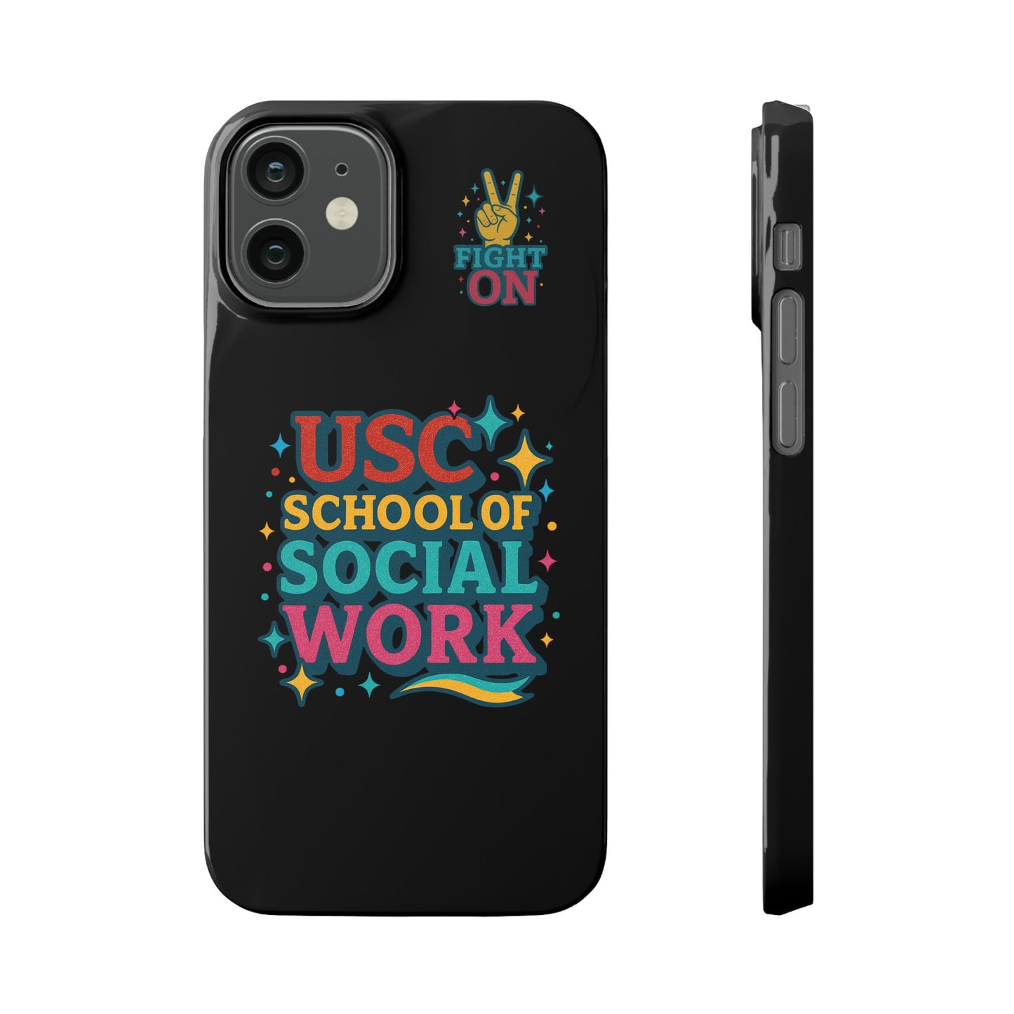 USC Trojans Slim I-Phone Case - School of Social Work - Glitter Style (Black)
