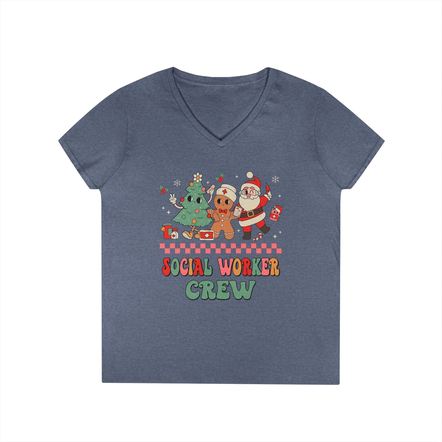 Social Worker Crew Christmas V-Neck Tee