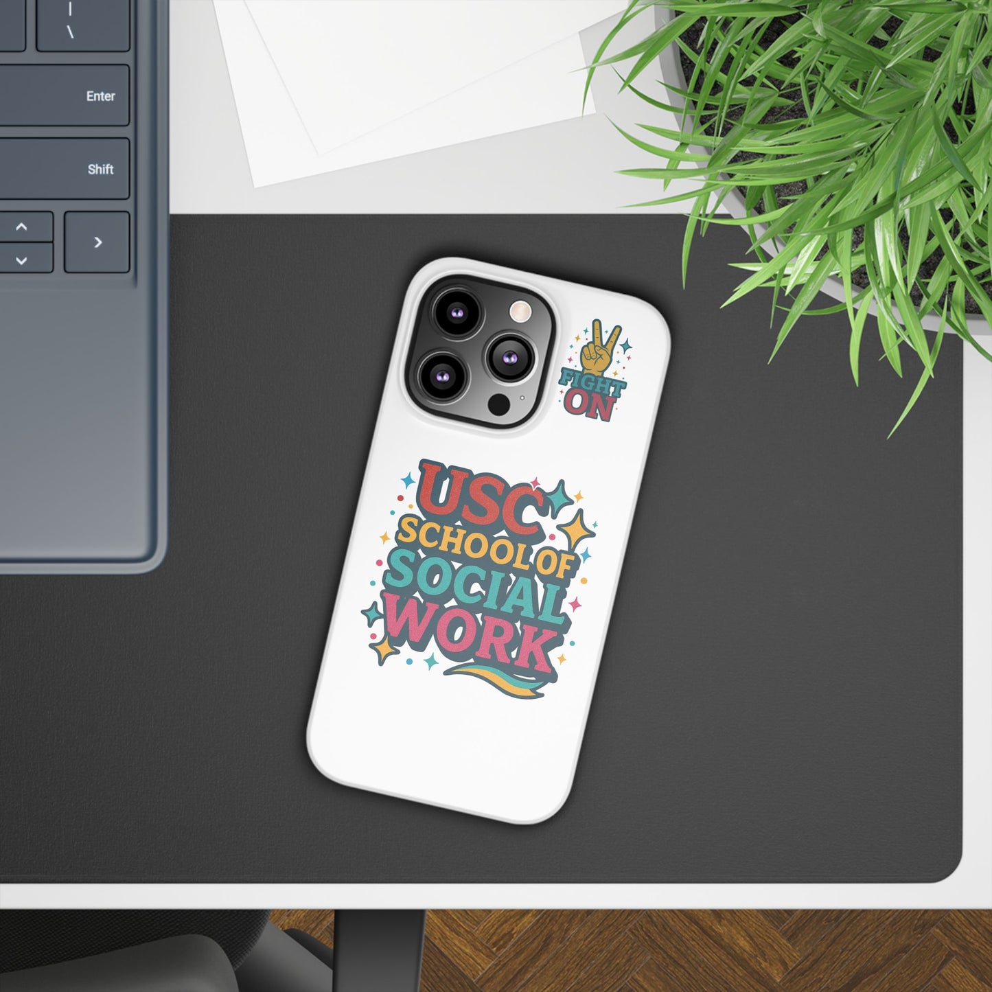 USC Trojans Slim I-Phone Case - School of Social Work - Glitter Style