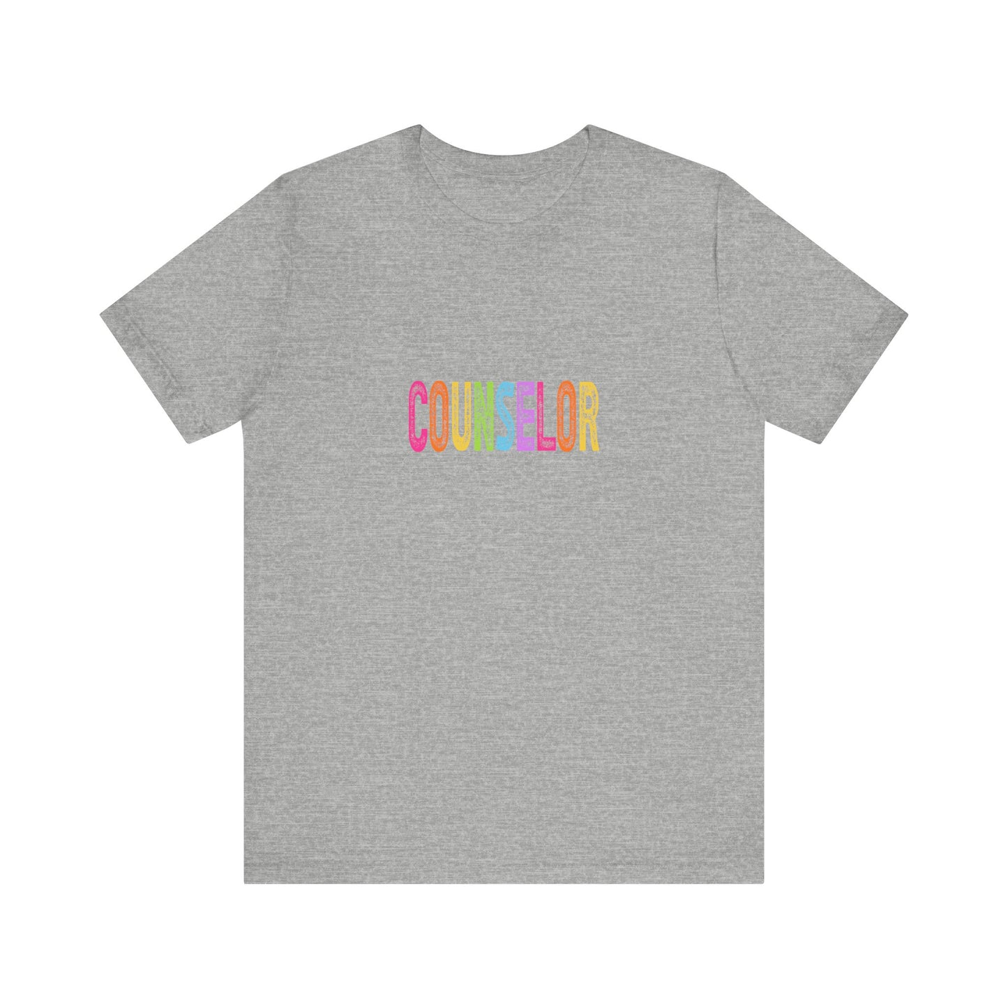 (Unisex) Counselor Rainbow Tee — Pastel 'COUNSELOR' Short Sleeve Shirt