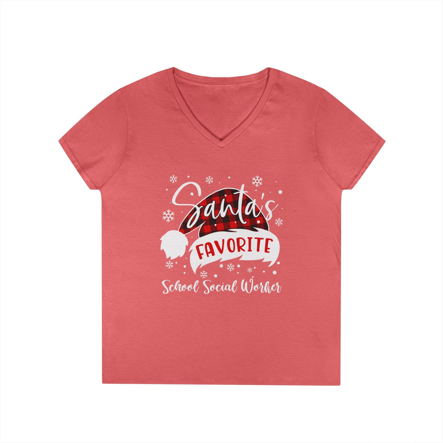 Santa's Favorite School Social Worker V-Neck Tee - Holiday Edition
