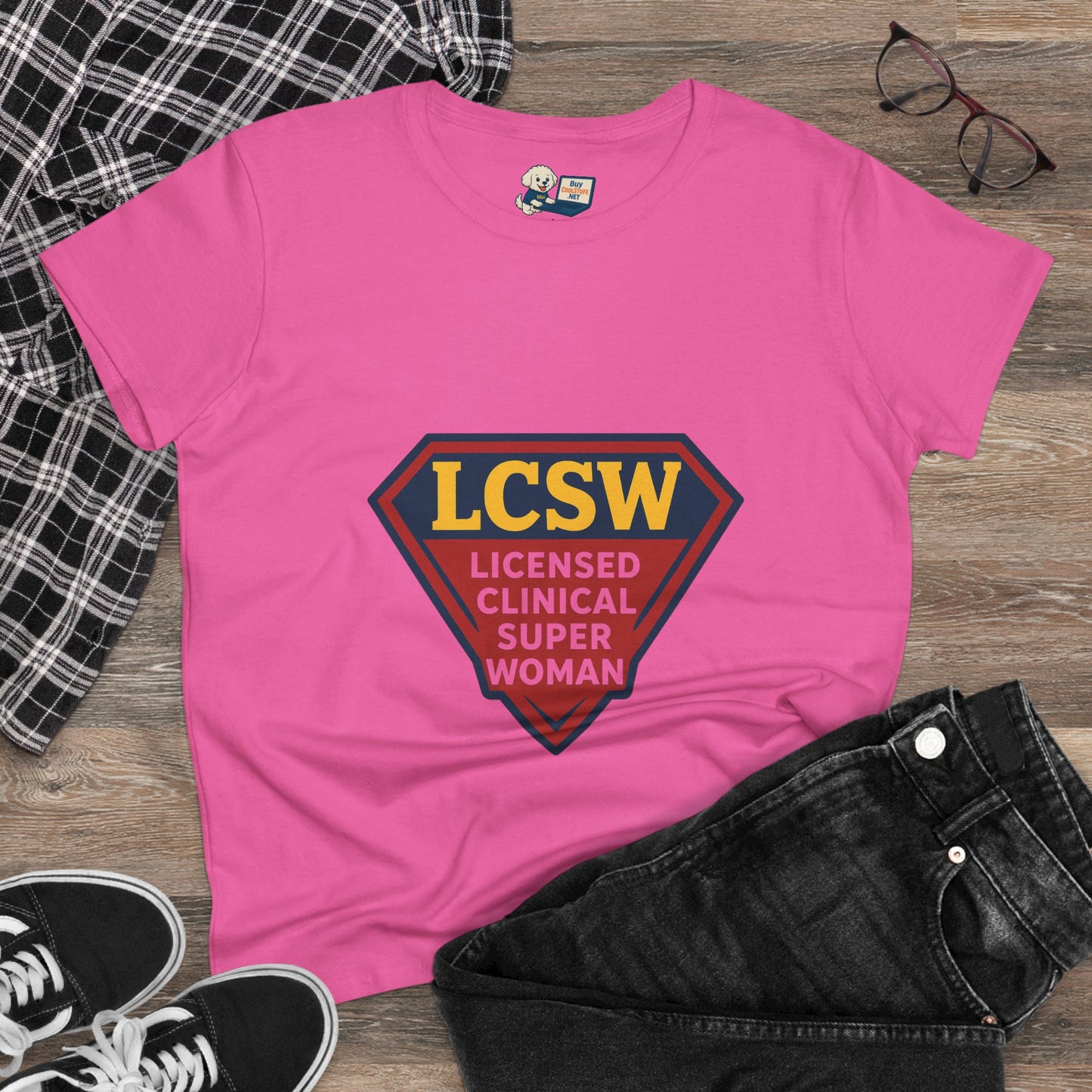 LCSW = Licensed Clinical Super Woman Tee – Saving the World, One Session at a Time Women's Midweight Cotton T-Shirt - Social Work