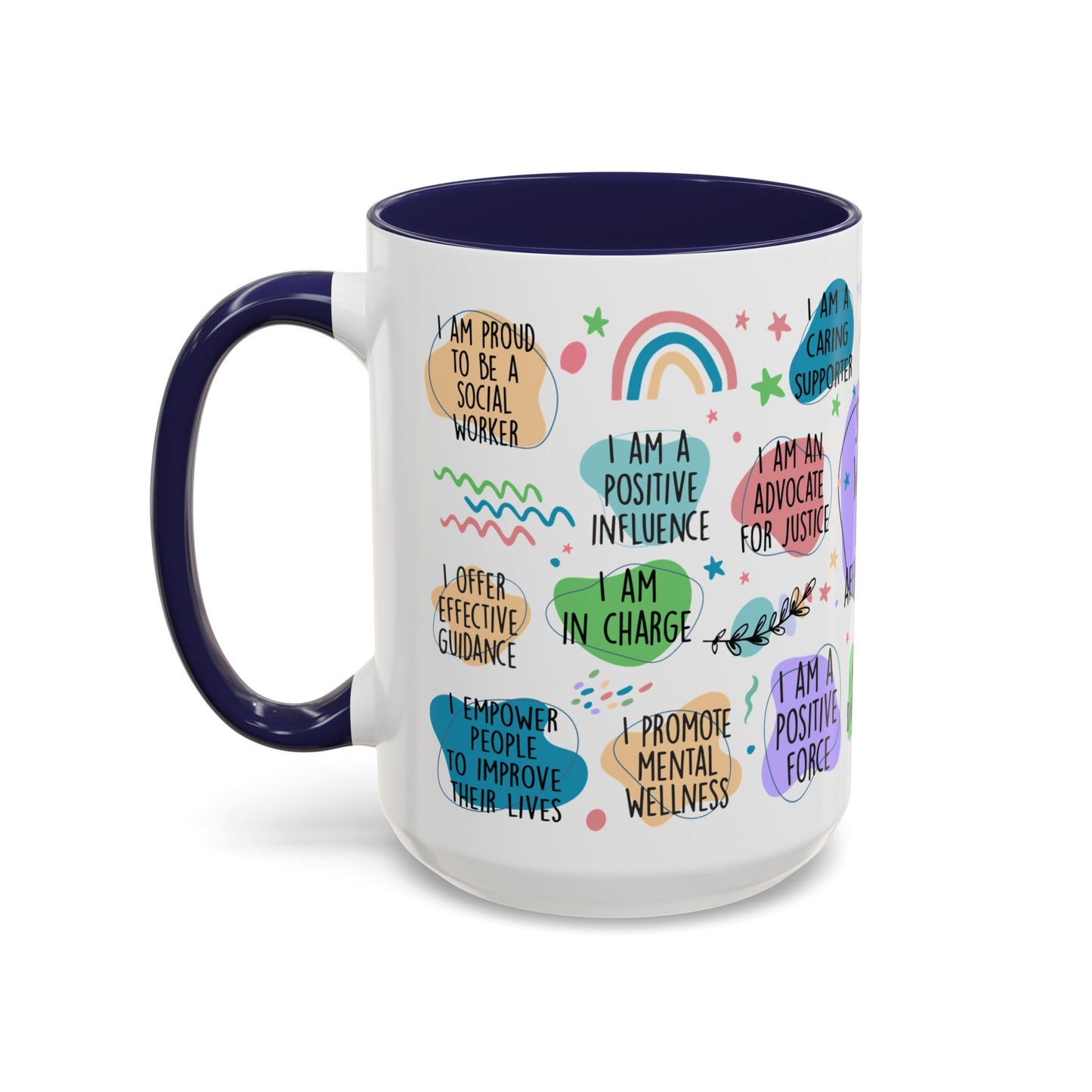Social Worker Daily Affirmations Accent Coffee Mug — Inspirational -15oz