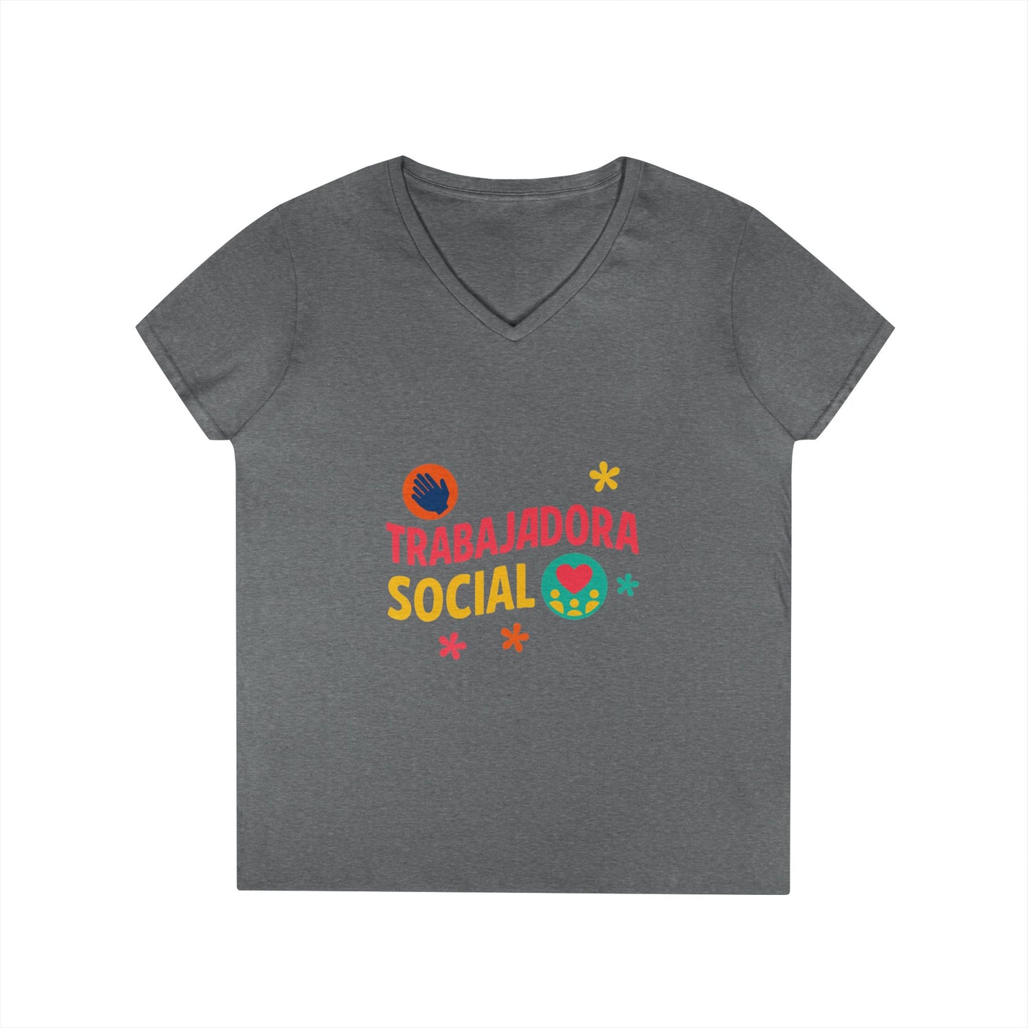 Trabajadora Social V-Neck Tee — Spanish Social Worker T-Shirt, Colorful Empowerment Gift
