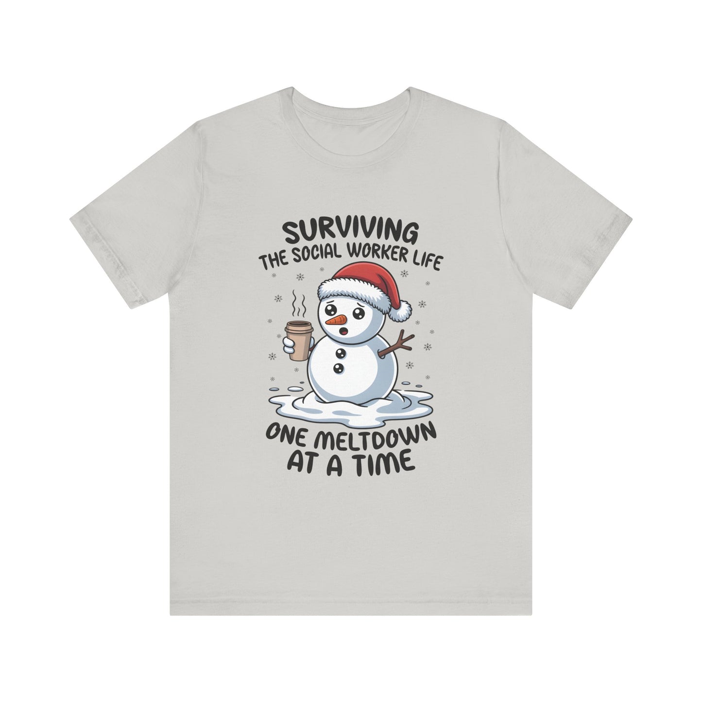 Men's Social Worker Snowman Tee — "Surviving the Social Worker Life: One Meltdown at a Time"